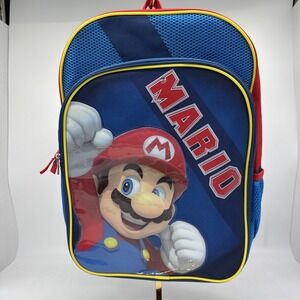 Super Mario 17" Backpack‎ With Laptop Sleeve Book Bag Nintendo Zippered School